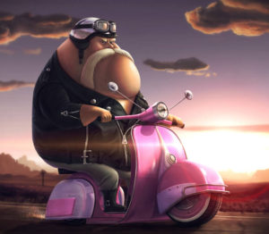 tuffing på rosa scooter